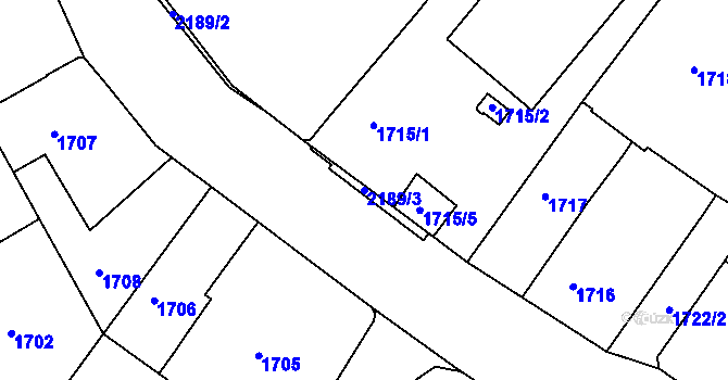 Parcela st. 2189/3 v KÚ Varnsdorf, Katastrální mapa