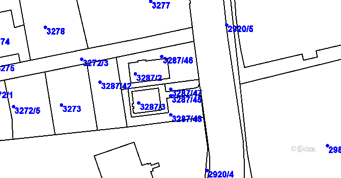 Parcela st. 3287/47 v KÚ Varnsdorf, Katastrální mapa