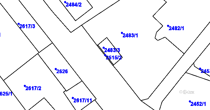 Parcela st. 2515/2 v KÚ Varnsdorf, Katastrální mapa