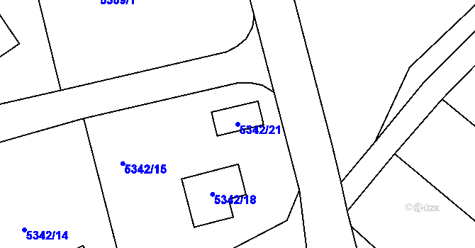 Parcela st. 5342/21 v KÚ Varnsdorf, Katastrální mapa