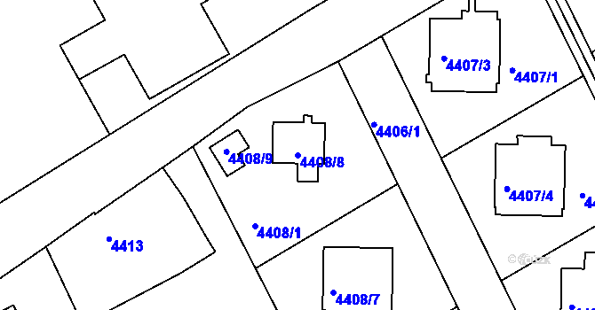 Parcela st. 4408/8 v KÚ Varnsdorf, Katastrální mapa