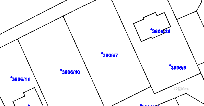 Parcela st. 3806/7 v KÚ Varnsdorf, Katastrální mapa