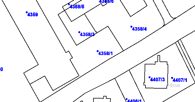 Parcela st. 4358/1 v KÚ Varnsdorf, Katastrální mapa