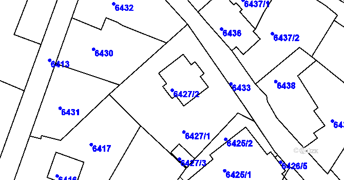 Parcela st. 6427/2 v KÚ Varnsdorf, Katastrální mapa