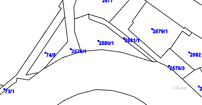 Parcela st. 2580/2 v KÚ Varnsdorf, Katastrální mapa