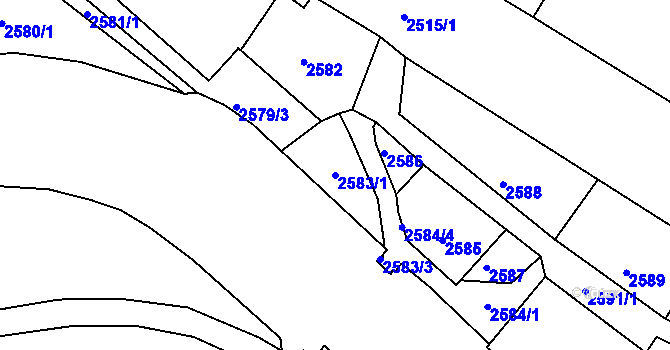 Parcela st. 2583/1 v KÚ Varnsdorf, Katastrální mapa