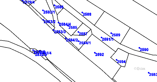 Parcela st. 2584/1 v KÚ Varnsdorf, Katastrální mapa