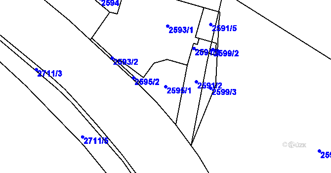 Parcela st. 2595/1 v KÚ Varnsdorf, Katastrální mapa