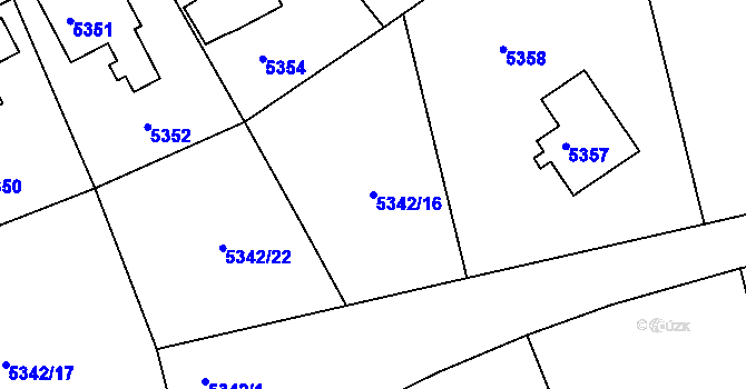 Parcela st. 5342/16 v KÚ Varnsdorf, Katastrální mapa