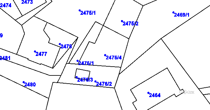 Parcela st. 2476/4 v KÚ Varnsdorf, Katastrální mapa