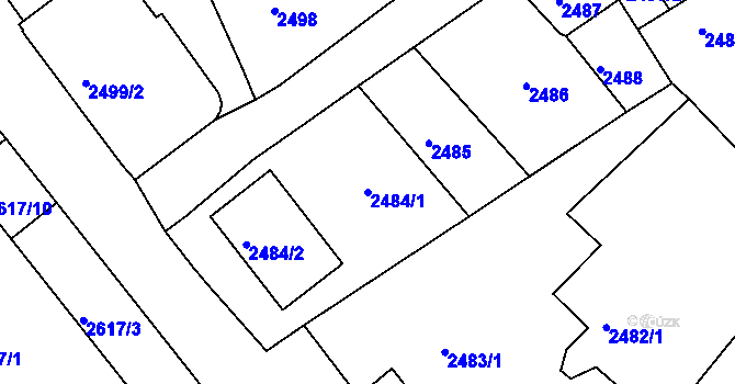 Parcela st. 2484/1 v KÚ Varnsdorf, Katastrální mapa
