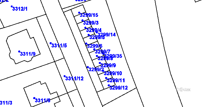 Parcela st. 3299/35 v KÚ Varnsdorf, Katastrální mapa
