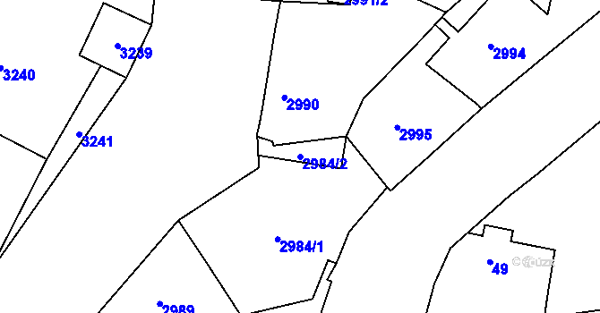 Parcela st. 2984/2 v KÚ Varnsdorf, Katastrální mapa