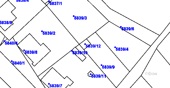 Parcela st. 5839/12 v KÚ Varnsdorf, Katastrální mapa