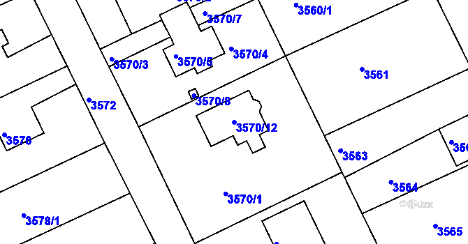 Parcela st. 3570/12 v KÚ Varnsdorf, Katastrální mapa