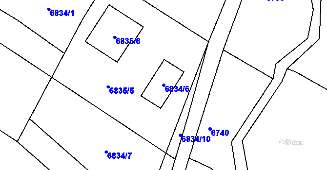 Parcela st. 6834/6 v KÚ Varnsdorf, Katastrální mapa