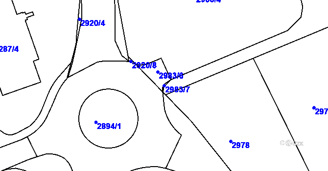 Parcela st. 2983/7 v KÚ Varnsdorf, Katastrální mapa