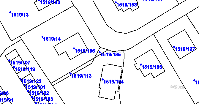 Parcela st. 1519/185 v KÚ Varnsdorf, Katastrální mapa