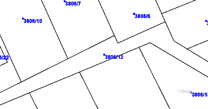 Parcela st. 3806/12 v KÚ Varnsdorf, Katastrální mapa