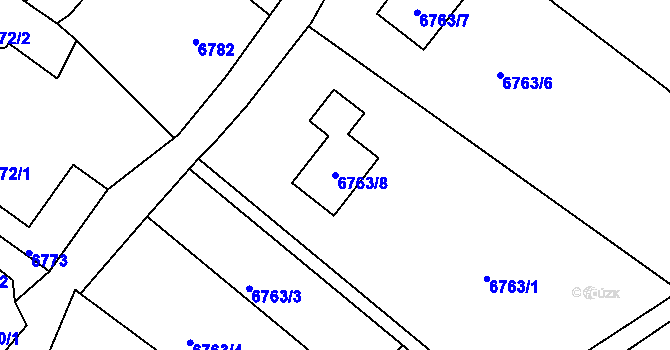 Parcela st. 6763/8 v KÚ Varnsdorf, Katastrální mapa