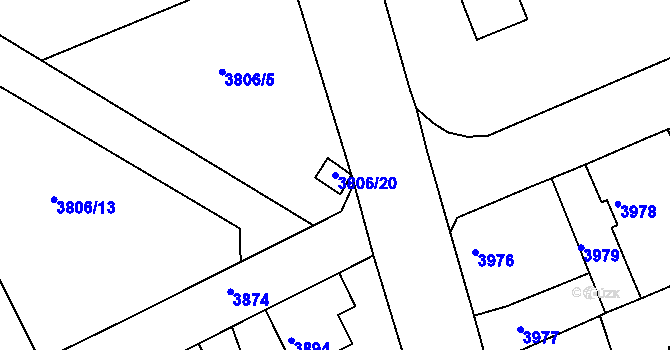 Parcela st. 3806/20 v KÚ Varnsdorf, Katastrální mapa
