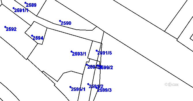Parcela st. 2591/5 v KÚ Varnsdorf, Katastrální mapa