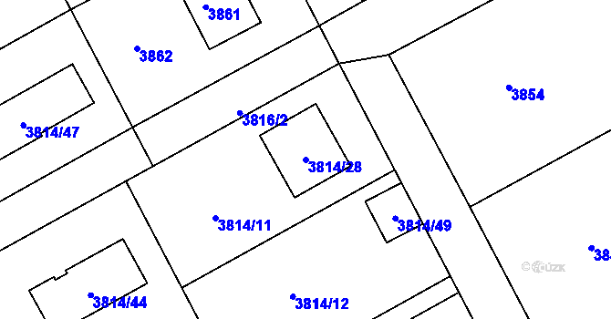 Parcela st. 3814/28 v KÚ Varnsdorf, Katastrální mapa