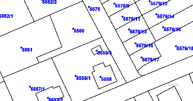 Parcela st. 5559/3 v KÚ Varnsdorf, Katastrální mapa