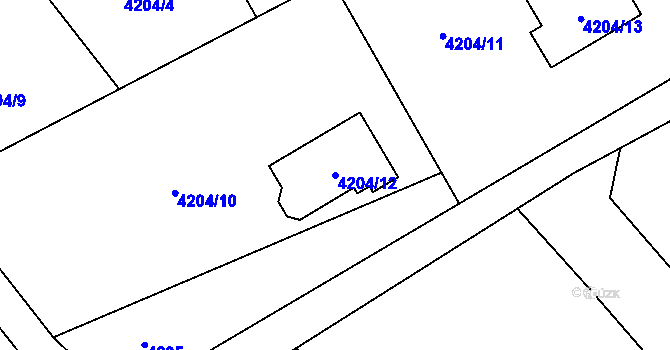 Parcela st. 4204/12 v KÚ Varnsdorf, Katastrální mapa