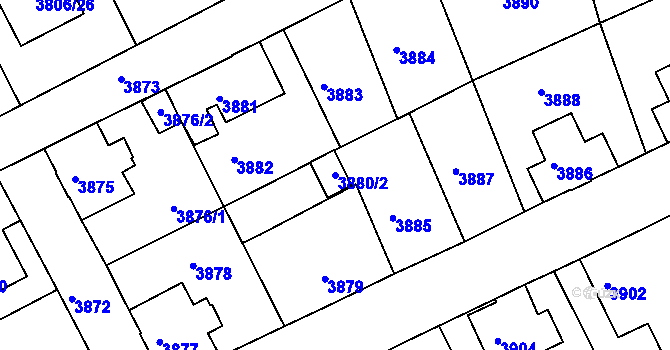 Parcela st. 3880/2 v KÚ Varnsdorf, Katastrální mapa