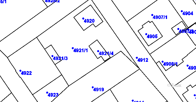 Parcela st. 4921/4 v KÚ Varnsdorf, Katastrální mapa