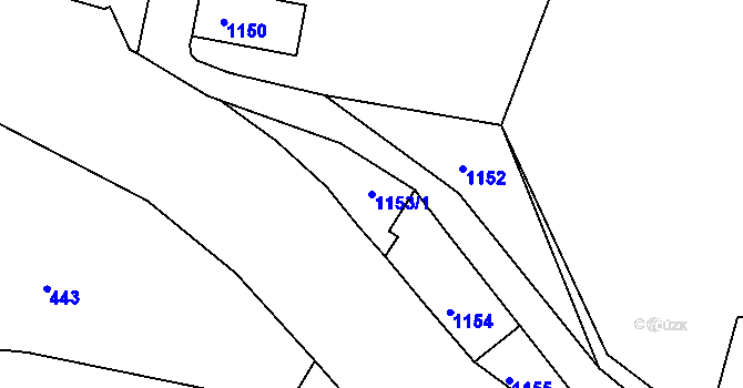 Parcela st. 1153/1 v KÚ Varnsdorf, Katastrální mapa