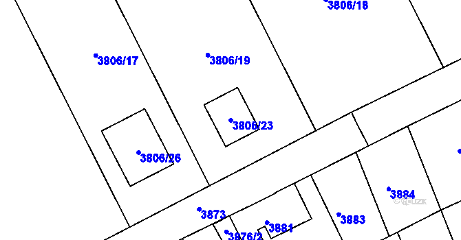 Parcela st. 3806/23 v KÚ Varnsdorf, Katastrální mapa