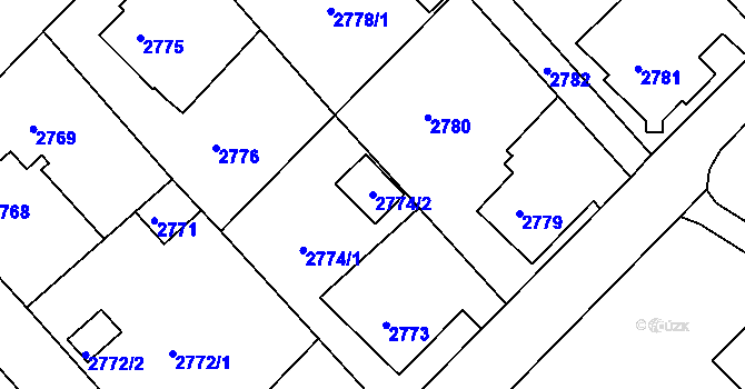 Parcela st. 2774/2 v KÚ Varnsdorf, Katastrální mapa