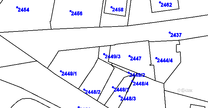 Parcela st. 2449/3 v KÚ Varnsdorf, Katastrální mapa