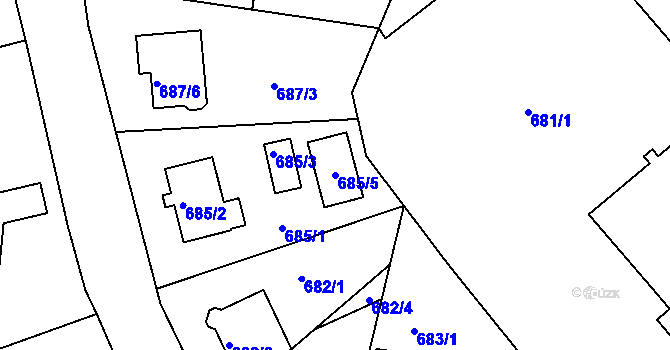 Parcela st. 685/5 v KÚ Varnsdorf, Katastrální mapa