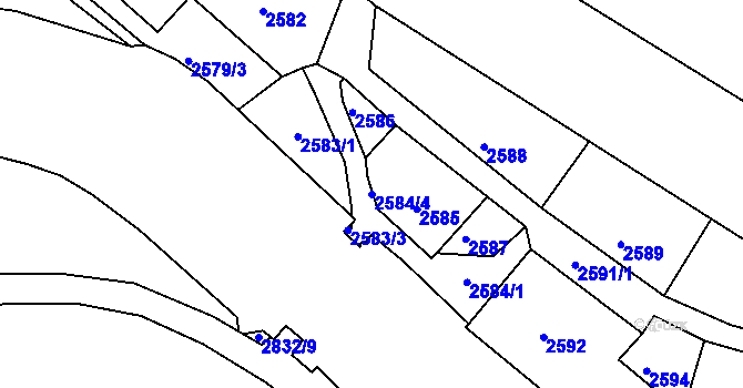 Parcela st. 2584/4 v KÚ Varnsdorf, Katastrální mapa