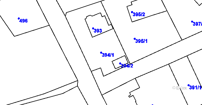 Parcela st. 394/1 v KÚ Varnsdorf, Katastrální mapa