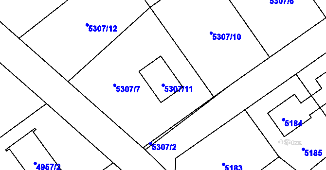 Parcela st. 5307/11 v KÚ Varnsdorf, Katastrální mapa