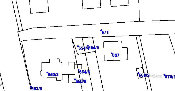 Parcela st. 654/5 v KÚ Varnsdorf, Katastrální mapa
