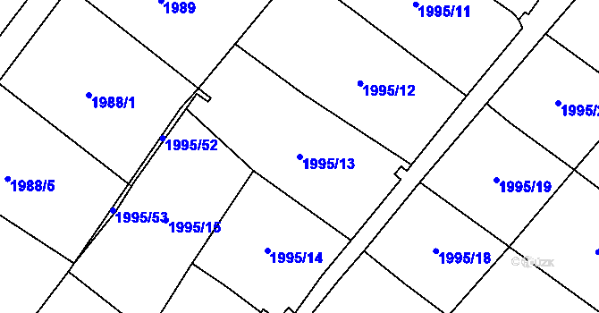 Parcela st. 1995/13 v KÚ Varnsdorf, Katastrální mapa