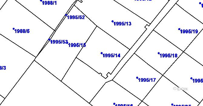 Parcela st. 1995/14 v KÚ Varnsdorf, Katastrální mapa