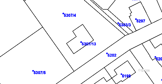 Parcela st. 5307/13 v KÚ Varnsdorf, Katastrální mapa