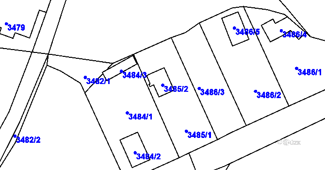 Parcela st. 3485/2 v KÚ Varnsdorf, Katastrální mapa