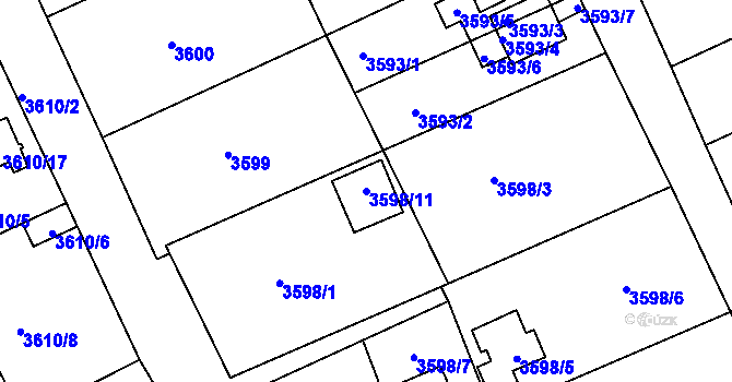 Parcela st. 3598/11 v KÚ Varnsdorf, Katastrální mapa