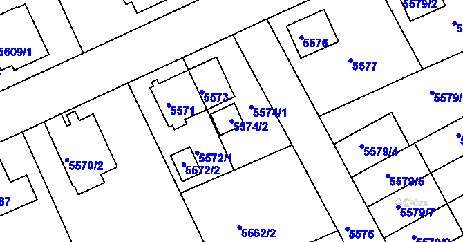 Parcela st. 5574/2 v KÚ Varnsdorf, Katastrální mapa