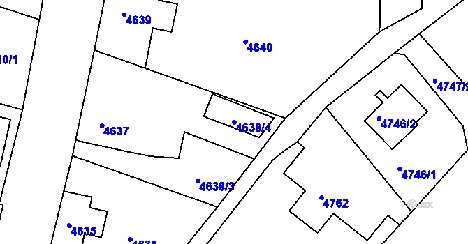 Parcela st. 4638/4 v KÚ Varnsdorf, Katastrální mapa