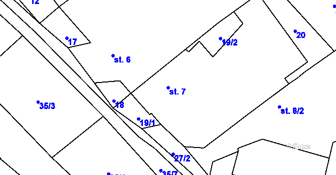 Parcela st. 7 v KÚ Sazomín, Katastrální mapa