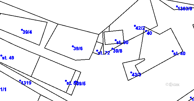 Parcela st. 72 v KÚ Sazomín, Katastrální mapa