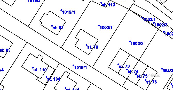Parcela st. 78 v KÚ Sazomín, Katastrální mapa